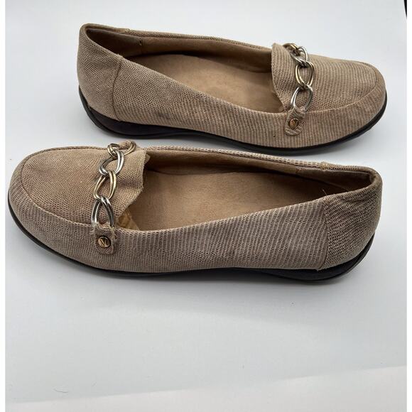 Vionic Orthaheel Alda Womens 10 Beige Saddle Lizard Print Leather Loafers Tan - Picture 3 of 11